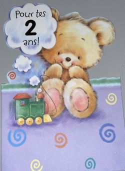 2 ANS - CARTE D'ANNIVERSAIRE - PETIT OURSON MIGNON - DE ROSEDALE